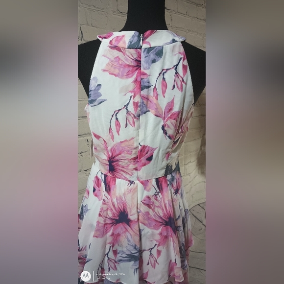 SL slvls O-Neck Neck Floral Silhouette WovenChiffon Tiered OverlayDress Blush - Picture 14 of 16